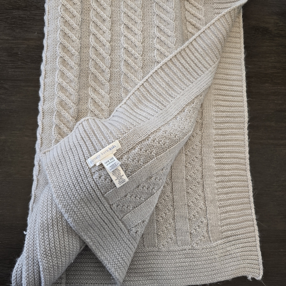 Pottery Barn Baby Gray Cable Knit Blanket